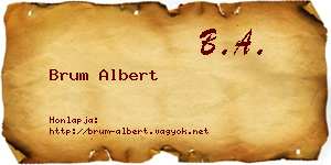 Brum Albert névjegykártya
